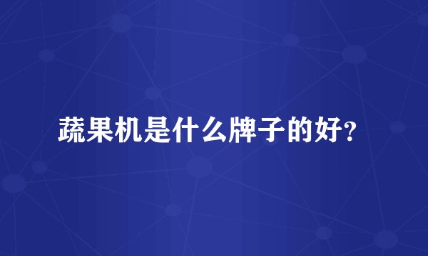蔬果机是什么牌子的好？