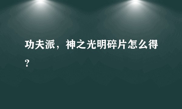功夫派，神之光明碎片怎么得？