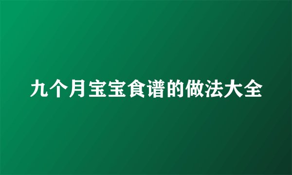 九个月宝宝食谱的做法大全