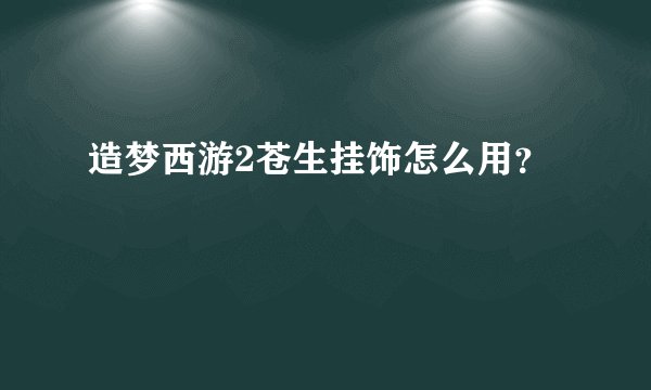 造梦西游2苍生挂饰怎么用？