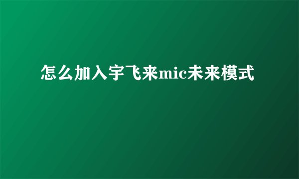 怎么加入宇飞来mic未来模式