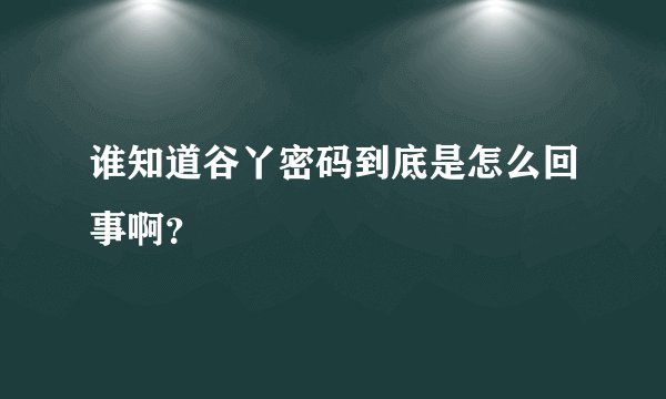谁知道谷丫密码到底是怎么回事啊？