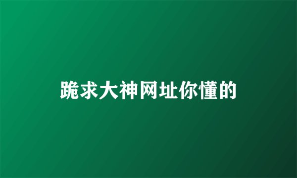 跪求大神网址你懂的