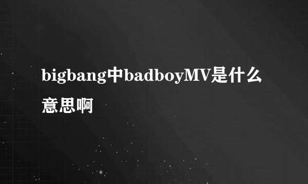 bigbang中badboyMV是什么意思啊