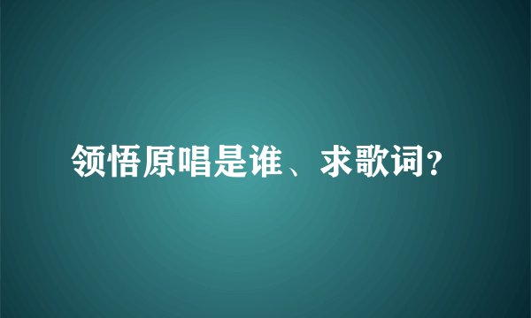 领悟原唱是谁、求歌词？