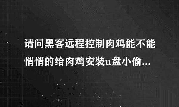 请问黑客远程控制肉鸡能不能悄悄的给肉鸡安装u盘小偷这种软件, 即便肉鸡离线使用u盘,也可以将其内容