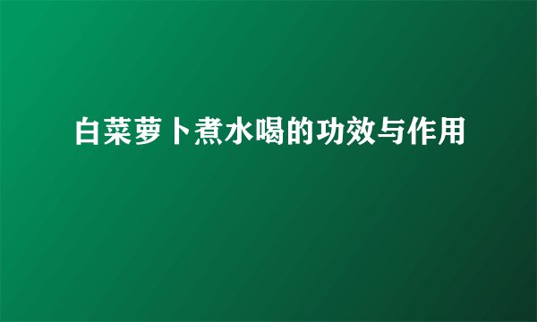 白菜萝卜煮水喝的功效与作用