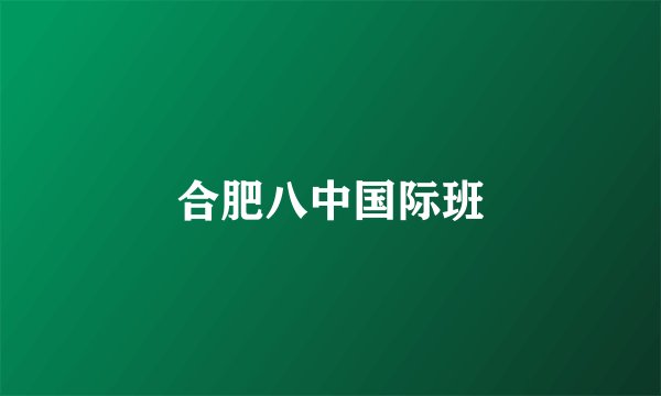 合肥八中国际班