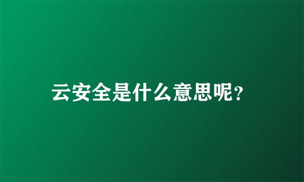 云安全是什么意思呢？