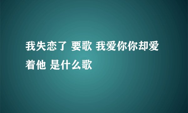 我失恋了 要歌 我爱你你却爱着他 是什么歌