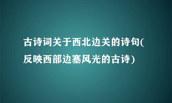 古诗词关于西北边关的诗句(反映西部边塞风光的古诗)