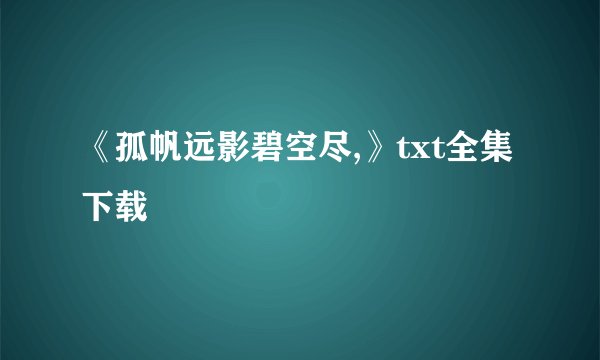 《孤帆远影碧空尽,》txt全集下载