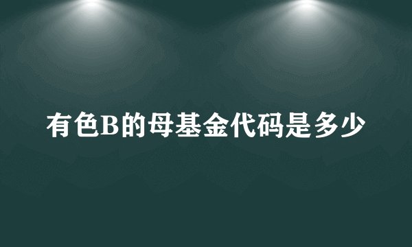 有色B的母基金代码是多少