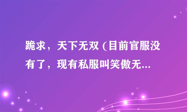 跪求，天下无双 (目前官服没有了，现有私服叫笑傲无双)网游单机版教程？