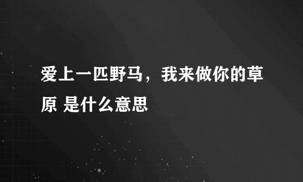 爱上一匹野马，我来做你的草原 是什么意思