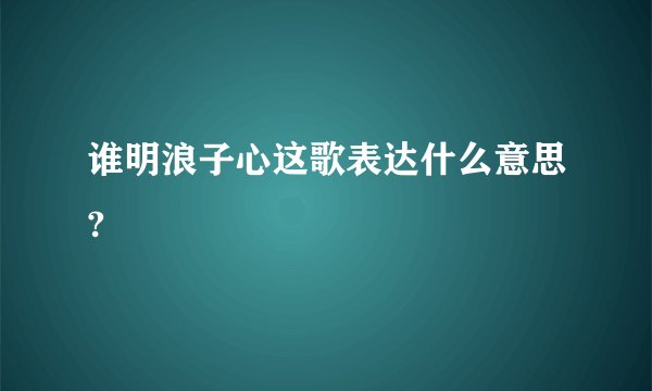 谁明浪子心这歌表达什么意思?