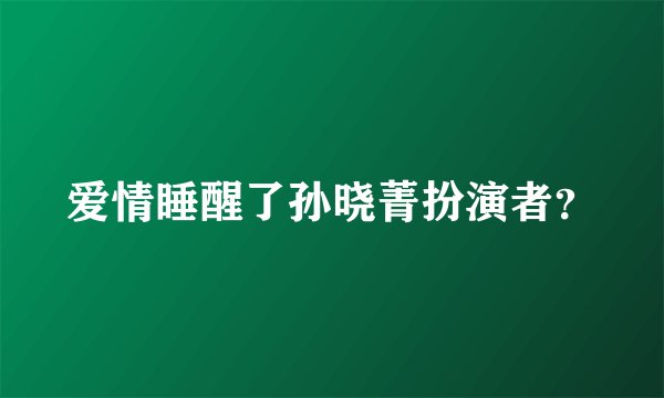 爱情睡醒了孙晓菁扮演者？