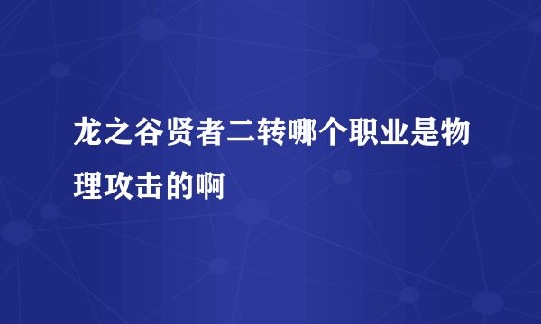 龙之谷贤者二转哪个职业是物理攻击的啊