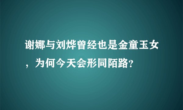 谢娜与刘烨曾经也是金童玉女，为何今天会形同陌路？