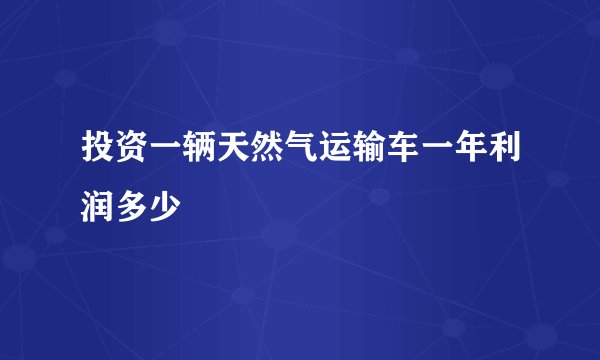 投资一辆天然气运输车一年利润多少