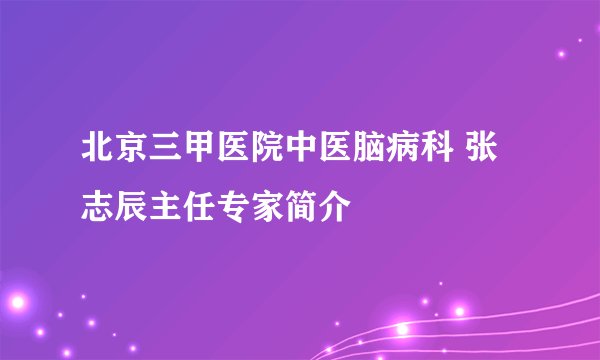 北京三甲医院中医脑病科 张志辰主任专家简介