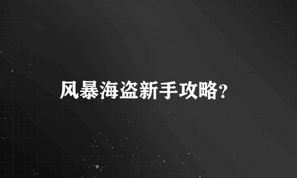 风暴海盗新手攻略？