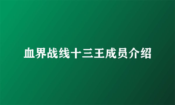 血界战线十三王成员介绍
