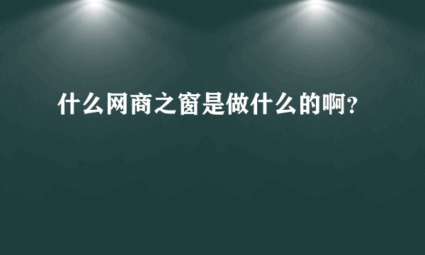 什么网商之窗是做什么的啊？