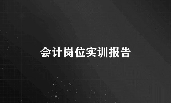 会计岗位实训报告
