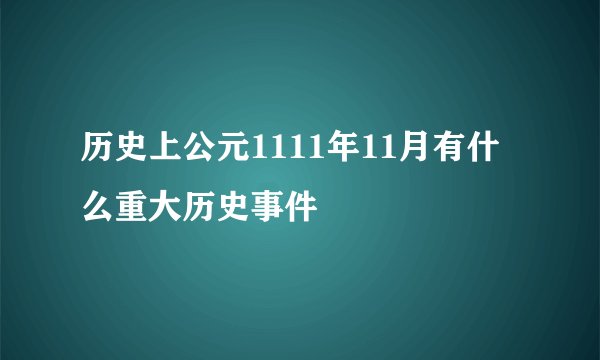 历史上公元1111年11月有什么重大历史事件