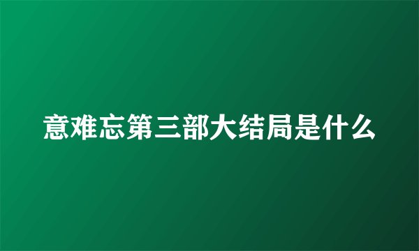 意难忘第三部大结局是什么