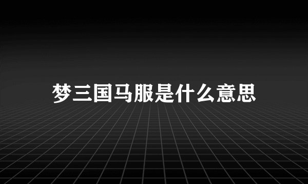 梦三国马服是什么意思