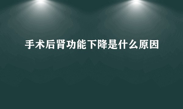 手术后肾功能下降是什么原因
