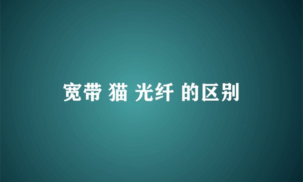 宽带 猫 光纤 的区别
