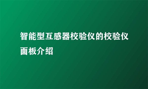 智能型互感器校验仪的校验仪面板介绍