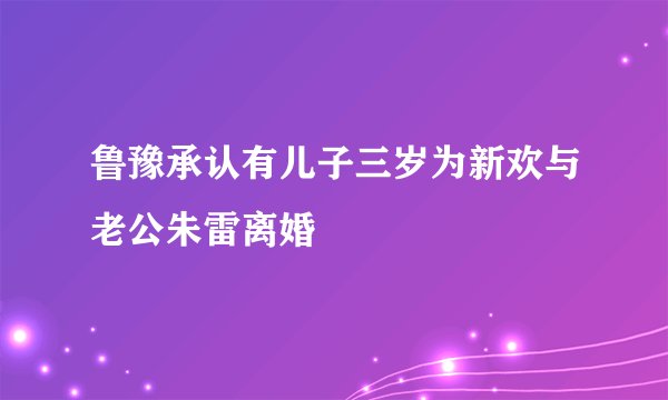 鲁豫承认有儿子三岁为新欢与老公朱雷离婚