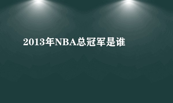 2013年NBA总冠军是谁