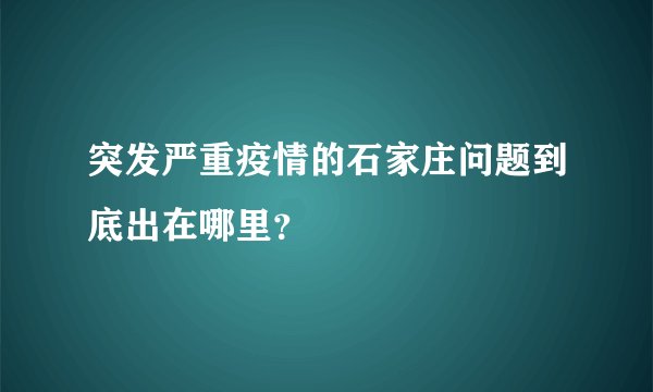 突发严重疫情的石家庄问题到底出在哪里？