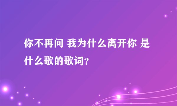 你不再问 我为什么离开你 是什么歌的歌词?