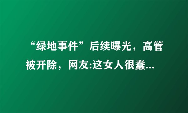 “绿地事件”后续曝光,高管被开除,网友:这女人很蠢,怎么评价?