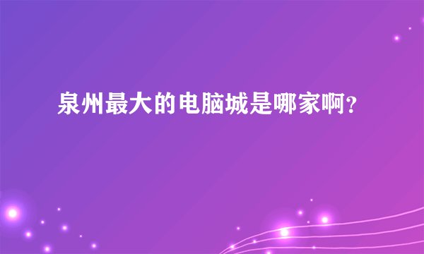 泉州最大的电脑城是哪家啊？