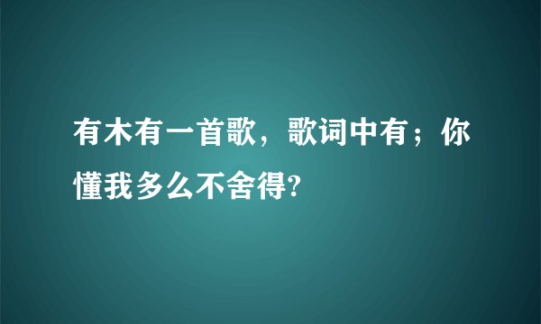 有木有一首歌，歌词中有；你懂我多么不舍得?