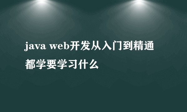 java web开发从入门到精通都学要学习什么