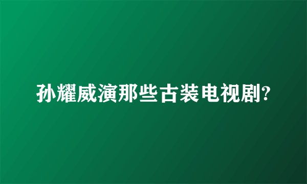 孙耀威演那些古装电视剧?
