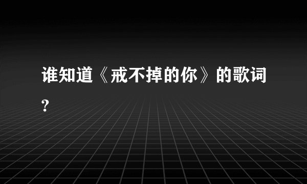 谁知道《戒不掉的你》的歌词?
