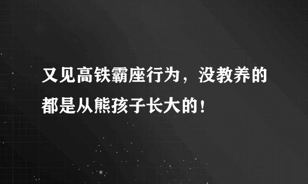 又见高铁霸座行为，没教养的都是从熊孩子长大的！
