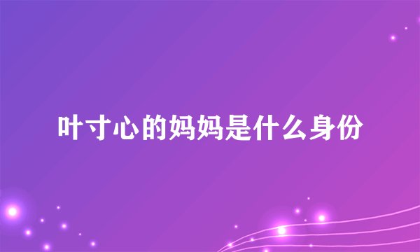 叶寸心的妈妈是什么身份