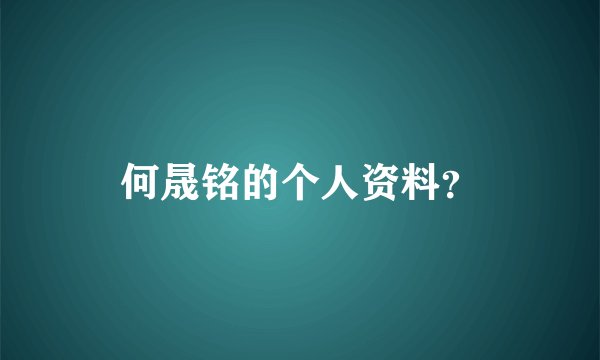 何晟铭的个人资料？