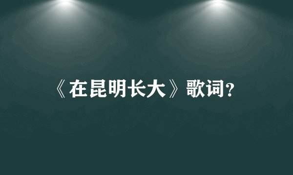 《在昆明长大》歌词？