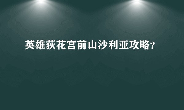英雄荻花宫前山沙利亚攻略？